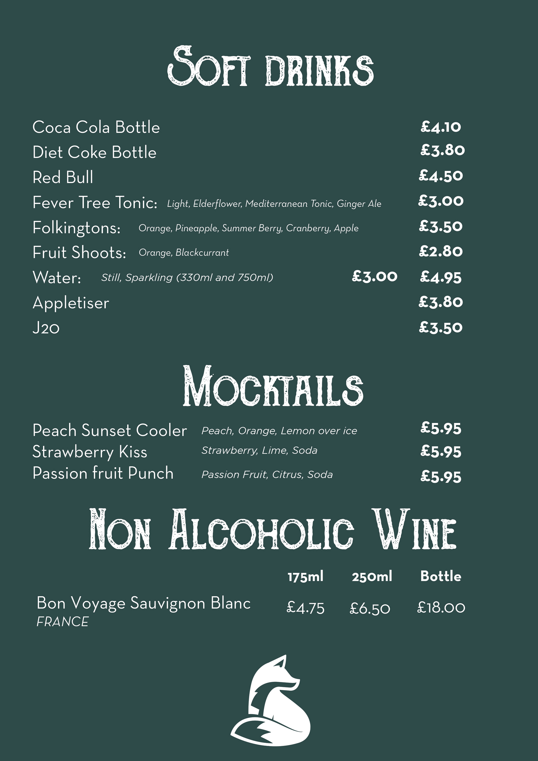 The Savvy Fox Drunks Menu New Page 5 Sept 2026